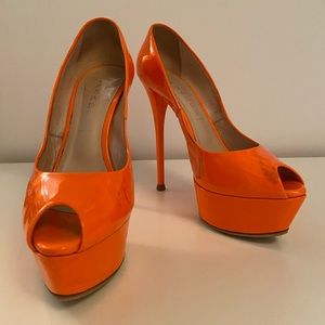 Casadei peep toe platform pumps